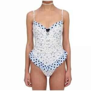 NEW FOR LOVE & LEMONS muna bathing suit in blue & white